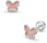 Lisa Jewelry for Kids pillangó rózsaszín belsővel gyerek fülbevaló gömb zárral (JTAG-0422-18) - lisajewelryforkids