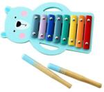 Adam Toys Xilofon muzical Ursulet din lemn cu lamele metalice, Adam Toys (N4024) Instrument muzical de jucarie