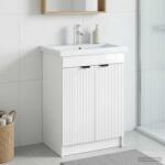 vidaXL Dulap de baie sub chiuveta Alb foarte lucios 56 x 37, 5 x 81 cm GartenMobel Dekor (890098)