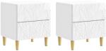 vidaXL Noptiera 2 pcs Alb foarte lucios 43 x 34, 5 x 48 cm GartenMobel Dekor (894994)