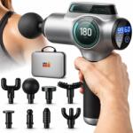Linomag Aparat pentru Masaj Profesional Tip Pistol Linomag®, 8 Capete de Schimb, 99 de Viteze, 3200rpm, Baterie de lungă durată, Autonomie 6h, Motor Silentios, Ecran Touch-Screen, Recuperare Musculara si Rela Aparat de masaj