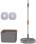 Dreamramp Set mop rotativ cu doua rezerve Dreamramp , culoare negru , Galeata patrata , doua compartimente pentru apa curata si murdara , robinet de scurgere a apei , consum redus de apa (WYLR-821)