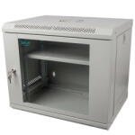 Spacer Rack Spacer Cabinet 19″ SPACER 9U 500x400mm, fixare pe perete, Flatpack (dezasamblat), Grey, usa sticla cu blocare, panouri detasabile, otel 1mm, sarcina maxima 25Kg, contine un raft (SPCW-9U-400-GR-0