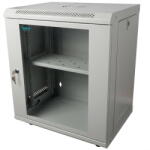 Spacer Rack Spacer Cabinet 19″ SPACER 12U 500x450mm, fixare pe perete, Flatpack (dezasamblat), Grey, usa sticla cu blocare, panouri detasabile, otel 1mm, sarcina maxima 25Kg, contine un raft si roti (SPCW-12