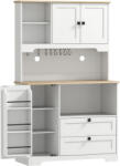 HOMCOM Bufet de Bucătărie Înalt 162 cm, Mobilier de Depozitare cu 2 Dulapuri, 2 Sertare, Suport Condimente, Orificii pentru Cabluri, Rafturi Reglabile, Blat pentru Cuptor cu Microunde, Suporturi pentru Cești Bufet