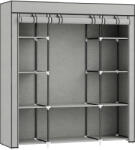 HOMCOM Dulap de depozitare, garderobă pliabilă din material textil cu bară de suspendare și rafturi, 150 x 43 x 162, 5 cm, gri deschis | Aosom Romania (850-212V00LG) Comoda