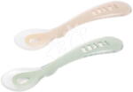 Beaba Lingurițe de antrenament Second Age Silicone Spoons Clay Misty Green Beaba din silicon, pentru hrănire independentă, 2 bucăți, verde-maro, de la 8 luni (BE913628) Set pentru masa bebelusi