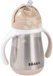BÉABA Sticlă cu pai cu pereți dubli din oțel inoxidabil Stainless Steel Straw Cup Clay Beaba din oțel inoxidabil 250 ml, maro, de la 8 luni (BE913633)