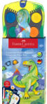 Faber-Castell Vízfesték készlet + fehér tempera + matrica DINOSZAURUSZ Faber-Castell 12klf. szín (FC125036) - web24