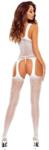 Passion Bodystocking Provocator, Model Portjartier, Alb, S-L