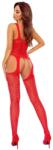 Passion Bodystocking Provocator, Model Portjartier, Rosu, S-L