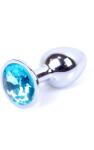 1Sexy Малък метален анален разширител в сребристо със син кристал Silver Plug