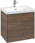 Villeroy & Boch Dulap baza suspendat Villeroy & Boch Subway 3.0 622x576x478 mm cu doua sertare, Arizona Oak, maner aluminiu (C57600VH)