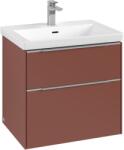 Villeroy & Boch Dulap baza suspendat Villeroy & Boch Subway 3.0 622x576x478 mm cu doua sertare, Wine Red, maner aluminiu (C57600AH)