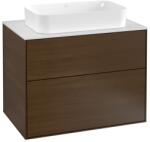 Villeroy & Boch Dulap baza suspendat Villeroy & Boch Finion 80x60x50cm, tip blat, Wallnut Veneer / Glass White Matt (F22100GN)