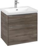 Villeroy & Boch Dulap baza suspendat Villeroy & Boch Subway 3.0 622x576x478 mm cu doua sertare, Stone Oak, maner aluminiu (C57600RK)