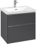 Villeroy & Boch Dulap baza suspendat Villeroy & Boch Subway 3.0 622x576x478 mm cu doua sertare, Graphite, maner aluminiu (C57600VR)