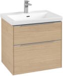 Villeroy & Boch Dulap baza suspendat Villeroy & Boch Subway 3.0 622x576x478 mm cu doua sertare, Nordic Oak, maner aluminiu (C57600VJ)