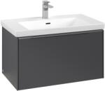 Villeroy & Boch Dulap baza suspendat Villeroy & Boch Subway 3.0 cu iluminare, 78x44x46cm, Graphite, maner aluminiu (C573L0VR)