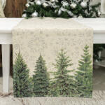 Cortimex Kft Silver forest fenyőfás gobelin asztali futó 44x140 cm ezüst lurex