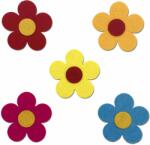  Filcfigura - Ragasztott közepű virág (5 db/cs, átm. kb. : 6 cm)