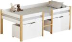 Ramely Pat cu spatiu de depozitare, 90x200, stejar/alb, JUNA