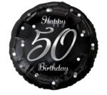  Fólia lufi Happy 50. Birthday évszámos fekete ezüst elegáns 45 cm (5902973155037)