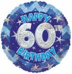  Fólia lufi hologramos Happy Birthday 60. évszám kék 45 cm 113069 (681070113069)