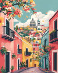 Figured Art Set pictura pe numere, cu sasiu, Straduta mediteraneana colorata, 40x50 cm (FA10536-Y)