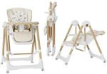 Flippy Scaun de Masa 2in1, Flippy, pentru Copii 6 luni - 4 Ani, Pliabil, cu Roti, Balansoar, Leagan, Reglabil, Tava de Masa Dubla, Centura in 5 Puncte, 96 x 56 x 76 cm, Sampanie (132279) Scaun de masa bebelusi, inaltator
