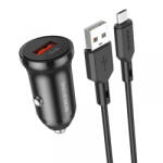 BOROFONE Incarcator Auto Cu Cablu microUSB Borofone BZ18, 18W, 3A, 1 x USB-A, Negru - koubsolutions