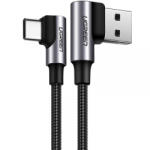 UGREEN Cablu Date si Incarcare USB-A - USB-C UGREEN US255 Angled, 60W, 1m, Gri - koubsolutions