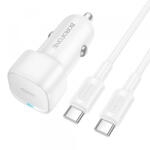 BOROFONE Incarcator Auto Cu Cablu USB-C Borofone BZ34A Cloud, 20W, 3A, 1 x USB-C, Alb - koubsolutions