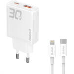 Dudao Incarcator Retea Cu Cablu Lightning Dudao A30EUL, 30W, 3A, 1 x USB-A - 1 x USB-C, Alb