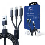 3mk Protection Cablu Incarcare USB-A / USB-C - Lightning / microUSB / USB-C 3MK Hyper 3in1, 12W, 1.5m, Negru
