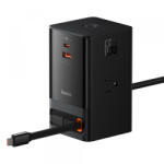 Baseus Prelungitor Baseus PowerCombo US, 3 x Prize - 1 x USB-A - 2 x USB-C, Negru PSLR000101