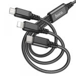 hoco. Cablu Incarcare USB-A - Lightning / microUSB / USB-C HOCO X76 3in1, 18W, 1m, Negru - koubsolutions