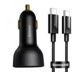 Baseus Incarcator Auto Cu Cablu USB-C Baseus Superme, 100W, 5A, 1 x USB-A - 1 x USB-C, Negru TZCCZX-01