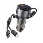 YESIDO Incarcator Auto Cu Cablu USB-C / Lightning Yesido Y58 Display, 60W, 3A, 1 x USB-A - 1 x USB-C, Gri