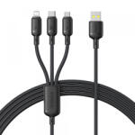 Baseus Cablu Incarcare USB-A - Lightning / microUSB / USB-C Baseus Silky 3in1, 100W, 1.5m, Negru P10377705123-00