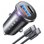 Lisen Incarcator Auto Cu Cablu USB-C Lisen, 83W, 3.25A, 1 x USB-A - 1 x USB-C, Argintiu YL0223110003
