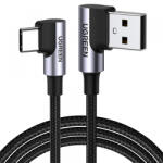 UGREEN Cablu Date si Incarcare USB-A - USB-C UGREEN US176 Angled, 18W, 3m, Gri