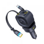 Baseus Incarcator Auto Cu Cablu USB-C Baseus PrimeTrip VR2 Max, 163W, 3A, 1 x USB-A - 1 x USB-C, Negru P10162701313-00