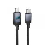 hoco. Cablu Date si Incarcare USB-C - USB-C HOCO X118 Display, 60W, 1m, Negru - koubsolutions