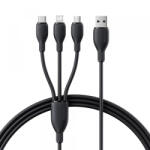 Baseus Cablu Incarcare USB-A - Lightning / microUSB / USB-C Baseus Ultra Fast 3in1, 18W, 0.8m, Negru P10377501111-00