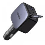 UGREEN Incarcator Auto Cu Cablu USB-C UGREEN EC603, 90W, 3A, 1 x USB-A - 1 x USB-C, Gri