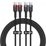 Baseus Cablu Date si Incarcare USB-C - USB-C Baseus Cafule, 100W, 2m, Rosu, Set 2 bucati P10318306003-01