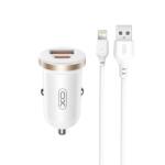 XO Design Incarcator Auto Cu Cablu Lightning XO Design CC56, 30W, 3A, 1 x USB-A - 1 x USB-C, Alb