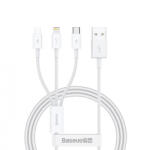 Baseus Cablu Incarcare USB-A - Lightning / microUSB / USB-C Baseus Superior 3in1 Series, 20W, 0.5m, Alb