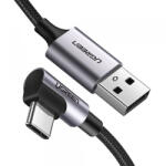 UGREEN Cablu Date si Incarcare USB-A - USB-C UGREEN US284 Angled, 18W, 0.5m, Gri
